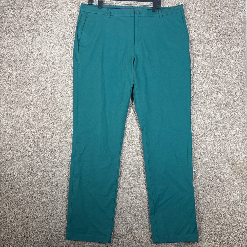 Vineyard Vines Mens On-The-Go Pant Teal Green Stretch Chino 38x32